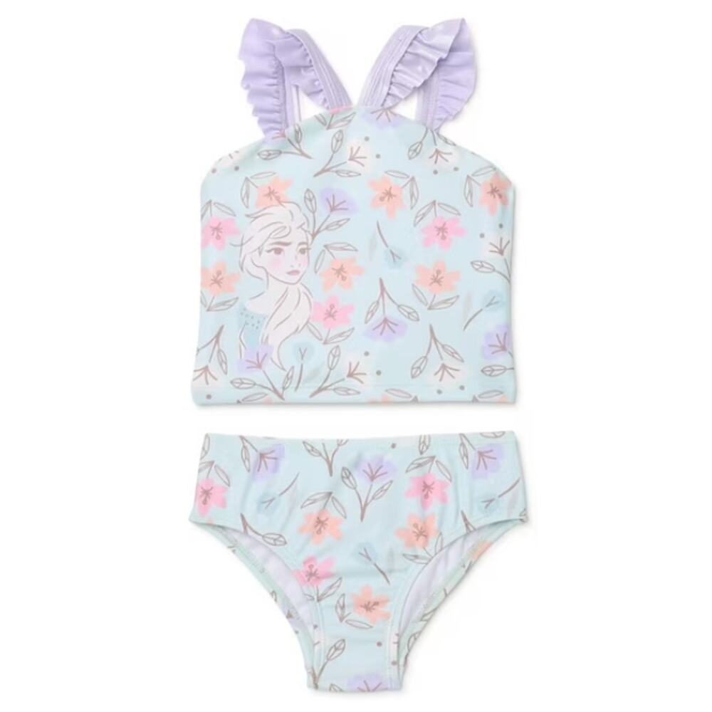 NWOT Disney Frozen Elsa Toddler 2-Piece Ruffled Swimwear 2T